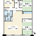 84.20㎡の3LDK。南西向き陽当たり良好。2010年頃に浴室、洗面、トイレのリフォーム歴有り。 (間取)