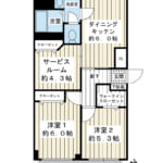 56.7㎡の2SDK。南西向き。室内は2019年5月に内装リフォームが施工されています。 (間取)