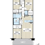 86.13㎡。南東向き3LDK。1階テラス付き住戸。ペット飼育可（規約有）。 (間取)