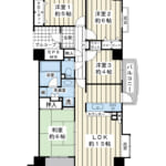 88.46㎡・4LDK・角部屋。開放的な三面バルコニー。 (間取)