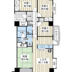 88.46㎡・4LDK・角部屋。開放的な三面バルコニー。 (間取)