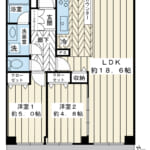 11階建て8階部分。65.07㎡の2LDK。2018年5月リノベーション実施。南西向き陽当り良好。 (間取)