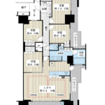 専有面積120.63㎡の4LDKタイプ。全室6帖以上の余裕がある角住戸です。 (間取)