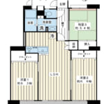 74.76㎡の3LDK。南西向き6階。陽当たり眺望良好。独立性が高めらた玄関ポーチ付きプラン。 (間取)