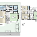 土地50.48坪、建物35.7坪。全室6帖以上の4SLDK。カースペース・お庭がある一戸建てです。 (間取)