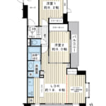 67.56 ㎡の2LDK。開放的な三方角部屋。3LDKへ間取り変更（要リフォーム費用）。 (間取)