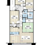 81.61㎡の4LDK。南東向き5階。眺望良好。リビング床暖房など設備充実。 (間取)