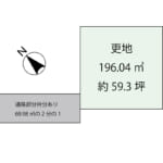 土地196.04㎡（約59.3坪）の整形地。北西6ｍ公道、南東12ｍ公道に面しています。 (間取)